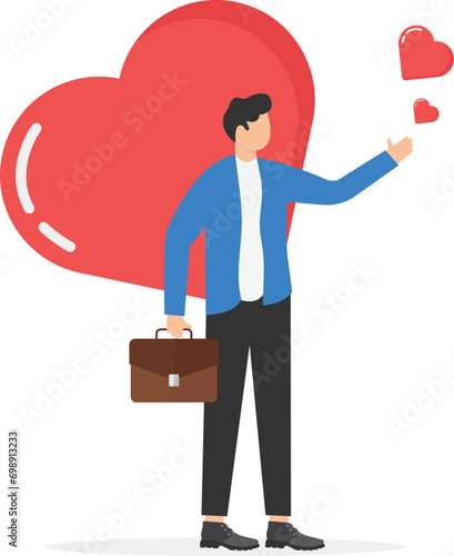 Self care is take care of yourself and wellbeing, enjoy exercise, sleep and hobbies, help you stay healthy, balance life, and better cope with stress and anxiety, happy businessmen hug herself with he