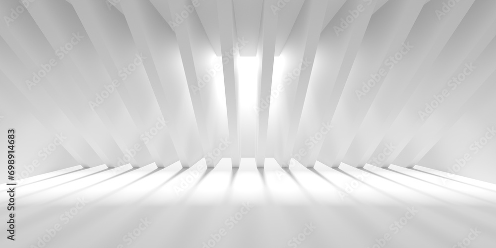 Minimalistic room space. White clean empty architecture interior - obrazy, fototapety, plakaty 