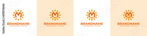 Letter M Sun Logo Set, suitable for business related to solar with M initial