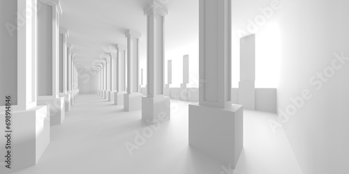 Fototapeta Naklejka Na Ścianę i Meble -  Minimalistic room space. White clean empty architecture interior