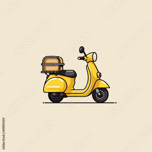 Delivery man riding a scooter illustration, Food delivery vector