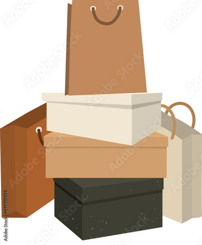 stacks shoe boxes vector illustration