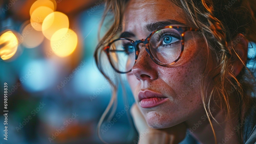 Businesswoman under stress while running her company. Businesswoman under stress while running her company.