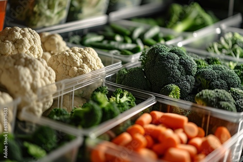 Fresh Broccoli and Cauliflower in Plastic Containers photo