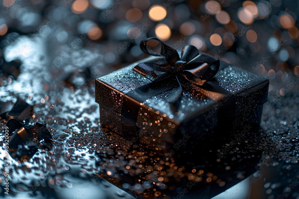 A black box with a bow on top A black box with a bow on top