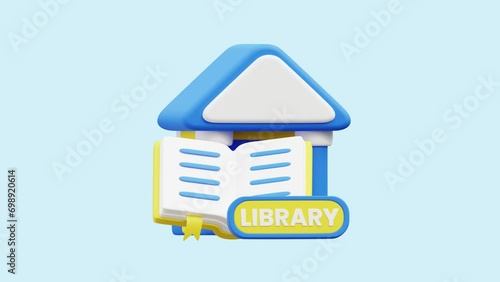 Library animated 3d icon. Great for business, technology, company, websites, apps, education, marketing and promotion. Library 3d icon animation. photo