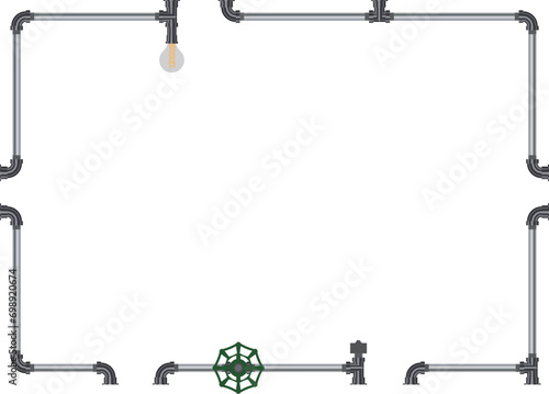 Steampunk plumbing frame Steel material with gradation
