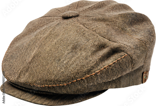 Tweed Flat Cap isolated on transparent background. PNG illustrations. Generative AI. photo