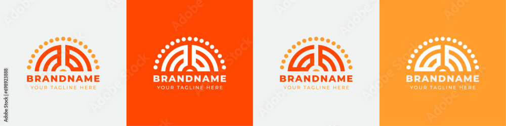 Letter GM and MG or GE and EG Sunrise  Logo Set, suitable for any business with GM, MG, GE, EG initials. - obrazy, fototapety, plakaty 