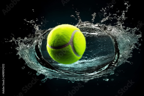 Realistic tennis ball with water splash © azhar