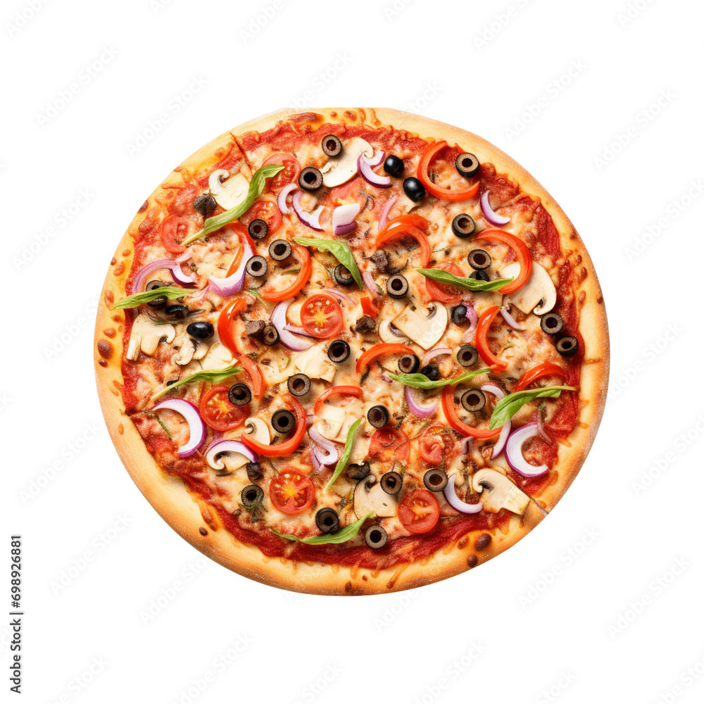 pizza with olives isolated on transparent background