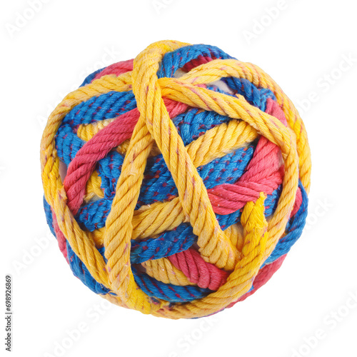 Ball made from colored rope - isolated