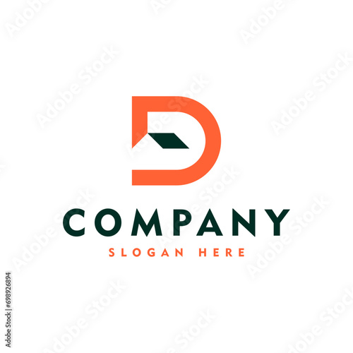 letter D and home combination, initial logo icon and vector