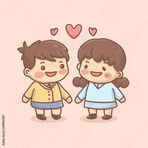 Valentine's day couple , cartoon sticker icon white background