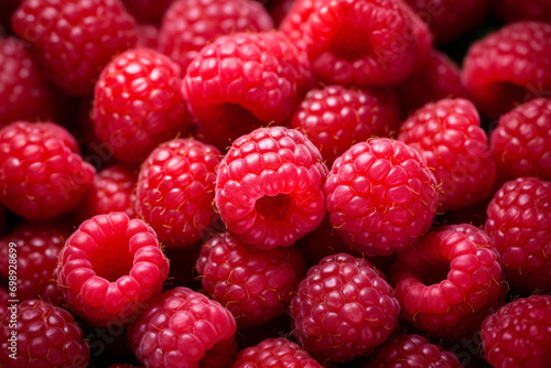 Close up of many fresh raspberry fruits