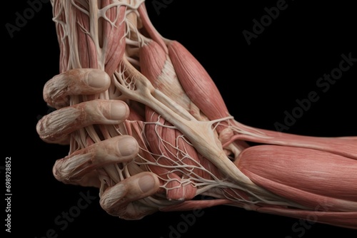 Illustration of flexor carpi radialis muscle anatomy for medical purposes. Generative AI photo