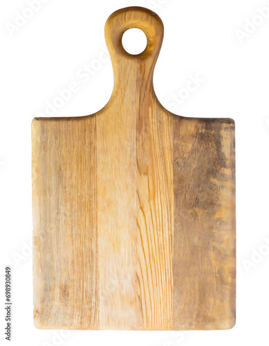  Empty old wooden cutting board - isolated