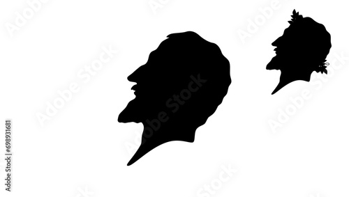 Pierre de Ronsard, black isolated silhouette