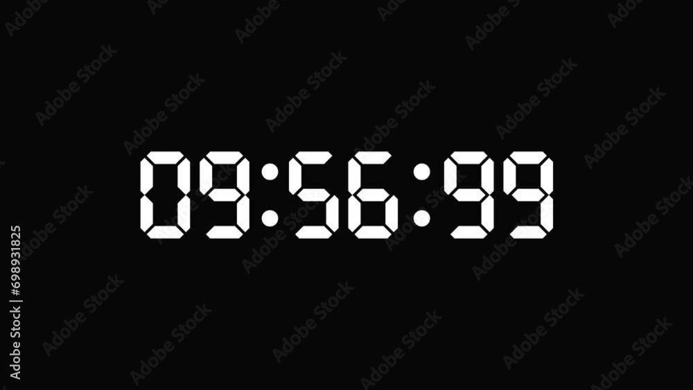 10 minutes digital countdown clock animation 4k, UHD