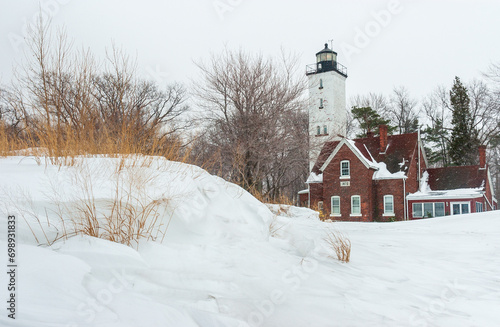 The Presque Isle Lighthouse During Winter at Presque Isle State Park