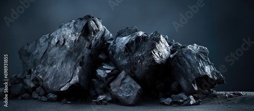 A coal chunk photographed up close in a mine region. photo