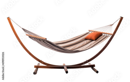 A Hammock Chair with a Freestanding Metal Frame On a White or Clear Surface PNG Transparent Background.