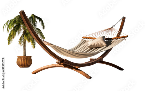 A Hammock Chair with a Freestanding Metal Frame On a White or Clear Surface PNG Transparent Background. photo