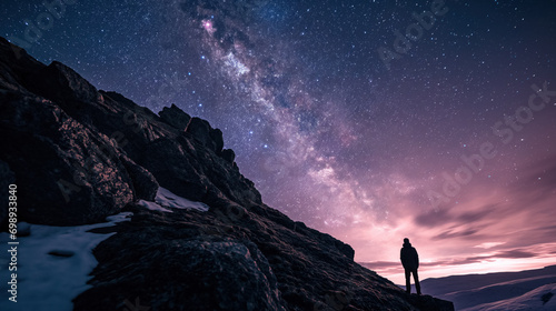 Stargazer on a mountain trail.