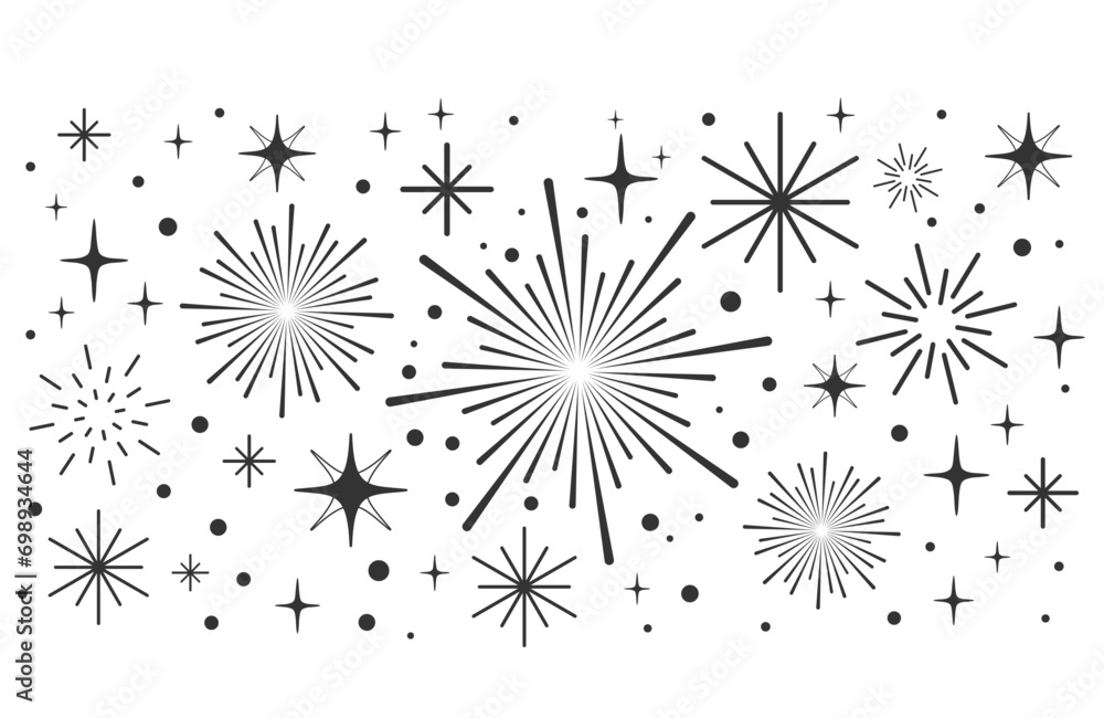 Obraz premium Fireworks clipart no background, printable holiday card, New years fireworks clipart, icon, vector, for Xmas, new year, holiday, birthday, anniversary, victory, winning, party, carnival, 4th of July