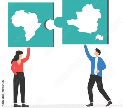 Business people cooperate with global business. Concept business vector illustration.

