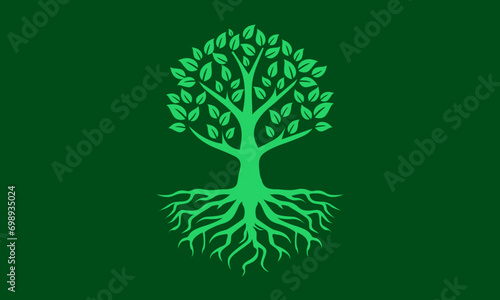 tree and roots minimal logo icon , detailed vector of tree and roots