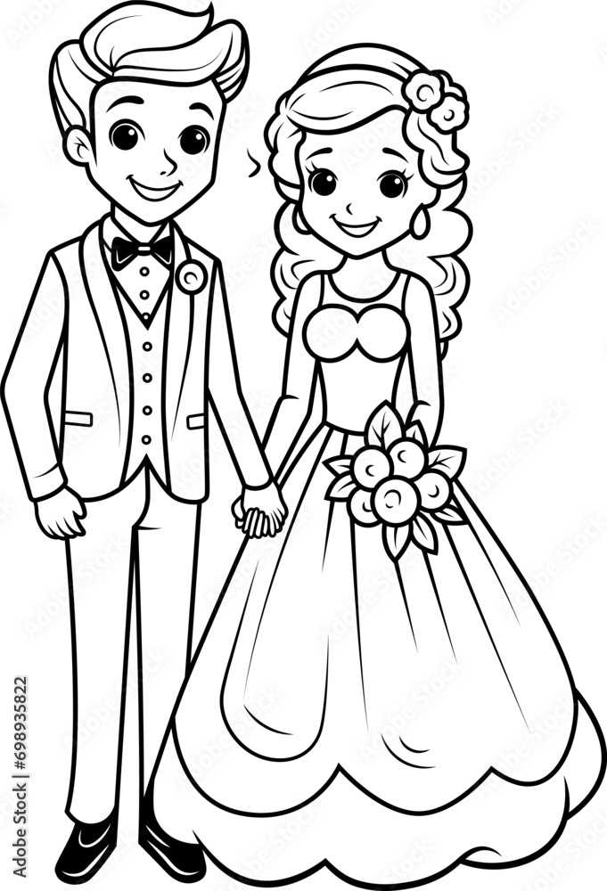 Wedding couple outline illustration Wedding couple outline illustration