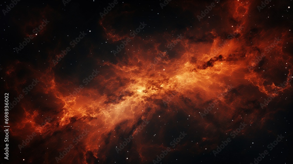 Fototapeta premium Red nebula and stars in deep space