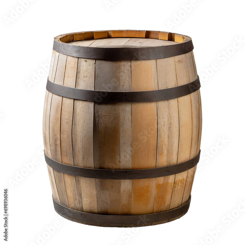 Old wooden barrel, front view  - isolated on transparent background