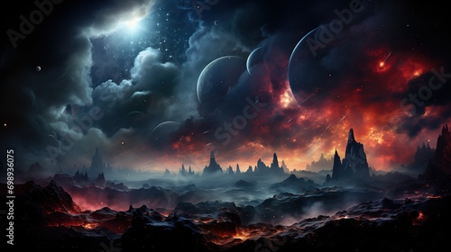 3D illustration of fantasy planet