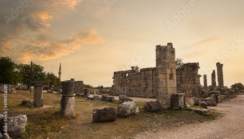 The ancient city of Uzuncaburc ( Turkish; Uzuncaburç ) Ancient Olsa Kingdom settlement. Near the north of Silifke district, Mersin, Turkey  photo