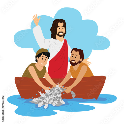 Quadro em tela Jesus and his first disciples Simon Peter and Andrew who were fishermen, Jesus p