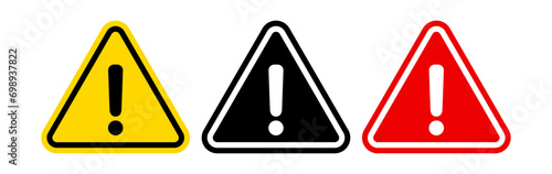 Set of Caution Alarm Sign, Danger and Warning Signs Collection. Attention Symbols