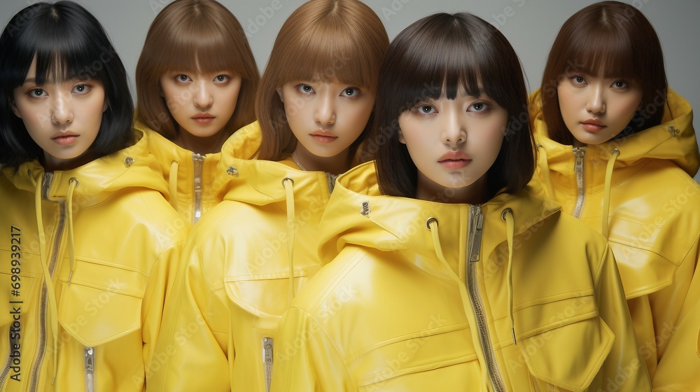 A Young girls Squad in Pale Yellow Suits