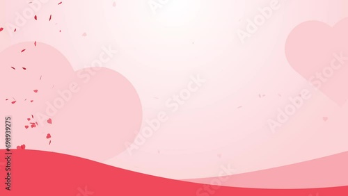 Floating heart particles on a beautiful pink color background. Valentine day background animation with hearts. Concept of love and romance photo