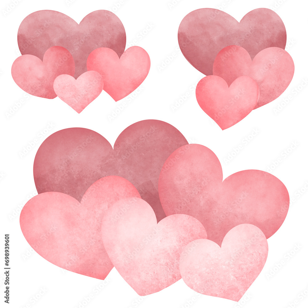 Pink hearts valentine clipart for card design, sosial media, etc.