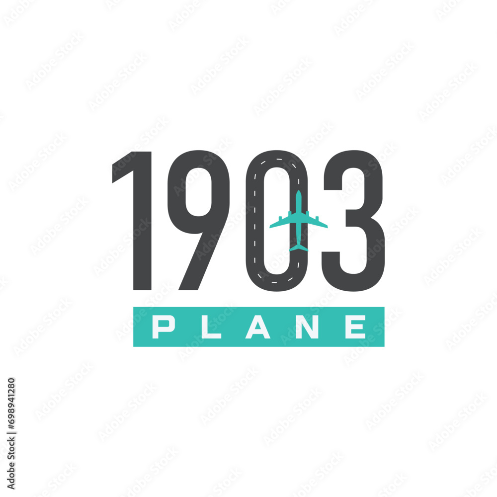 Simple Modern Number 1903 with airplane runway Logo Design Inspiration Simple Modern Number 1903 with airplane runway Logo Design Inspiration