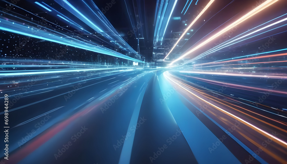 Obraz premium Technology screen with abstract high speed technology POV motion blur