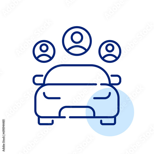 Car sharing service. Multiple customers. Pixel perfect, editable stroke icon