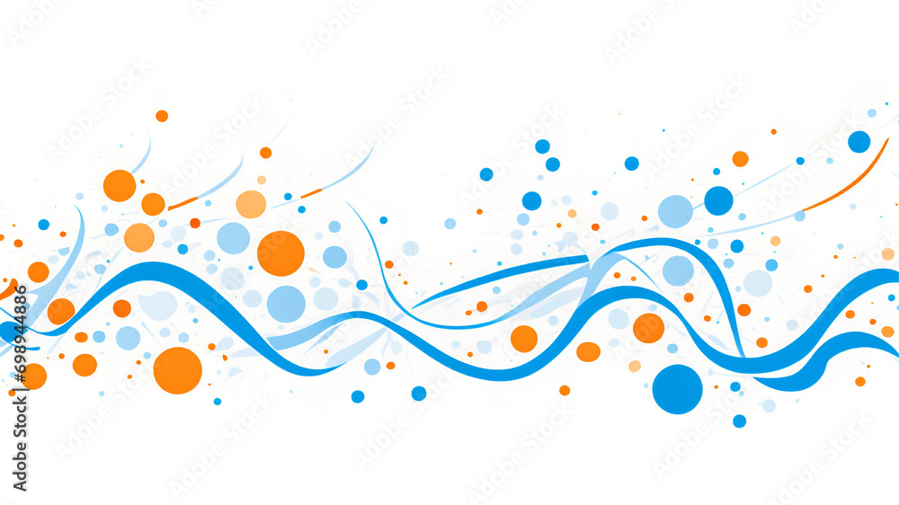 Swirling Blue and Orange Dots on White Background