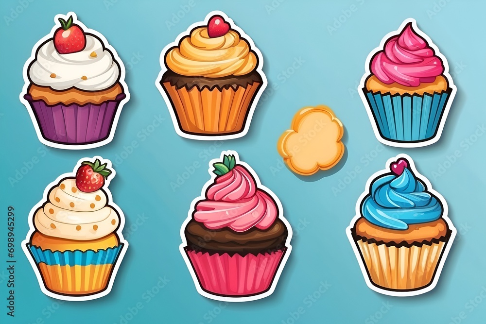 Delightful Vector Illustration of Cupcakes Delightful Vector Illustration of Cupcakes