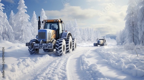  A tractor is used to clear snow off the roads after a big snowfall © sania