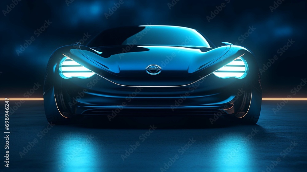 Car blue headlights, shape concept