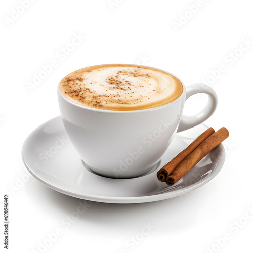 cup of cappuccino on white background. Generative AI illustration 