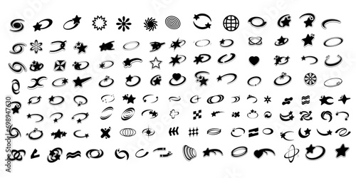 set Y2k streetwear element shape pack collection futuristic shape element